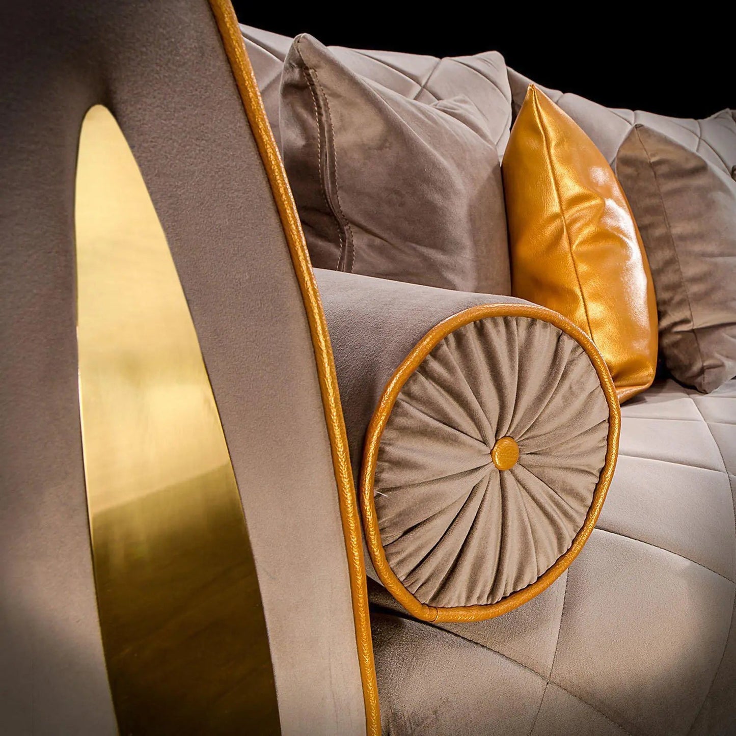 Cerchio Gold-Trim Sofa Set – Taupe