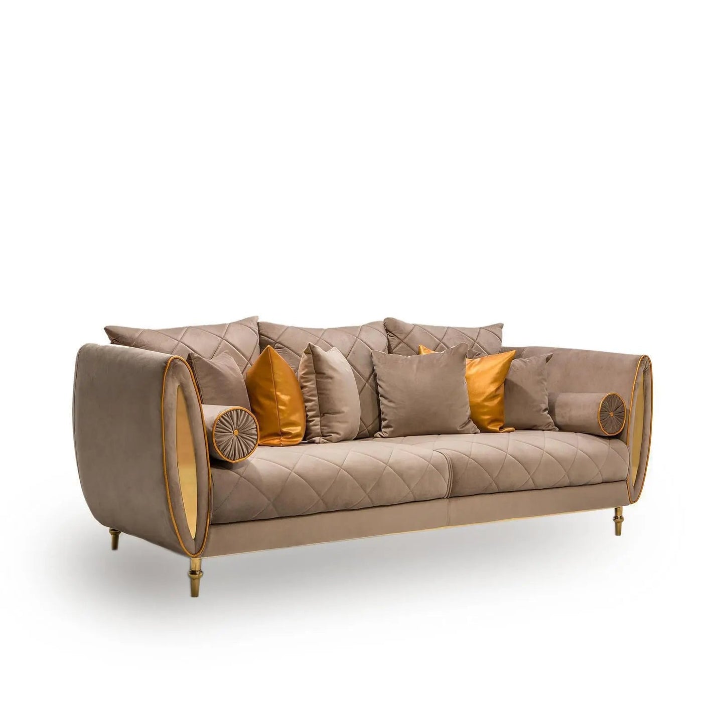 Cerchio Gold-Trim Sofa Set – Taupe