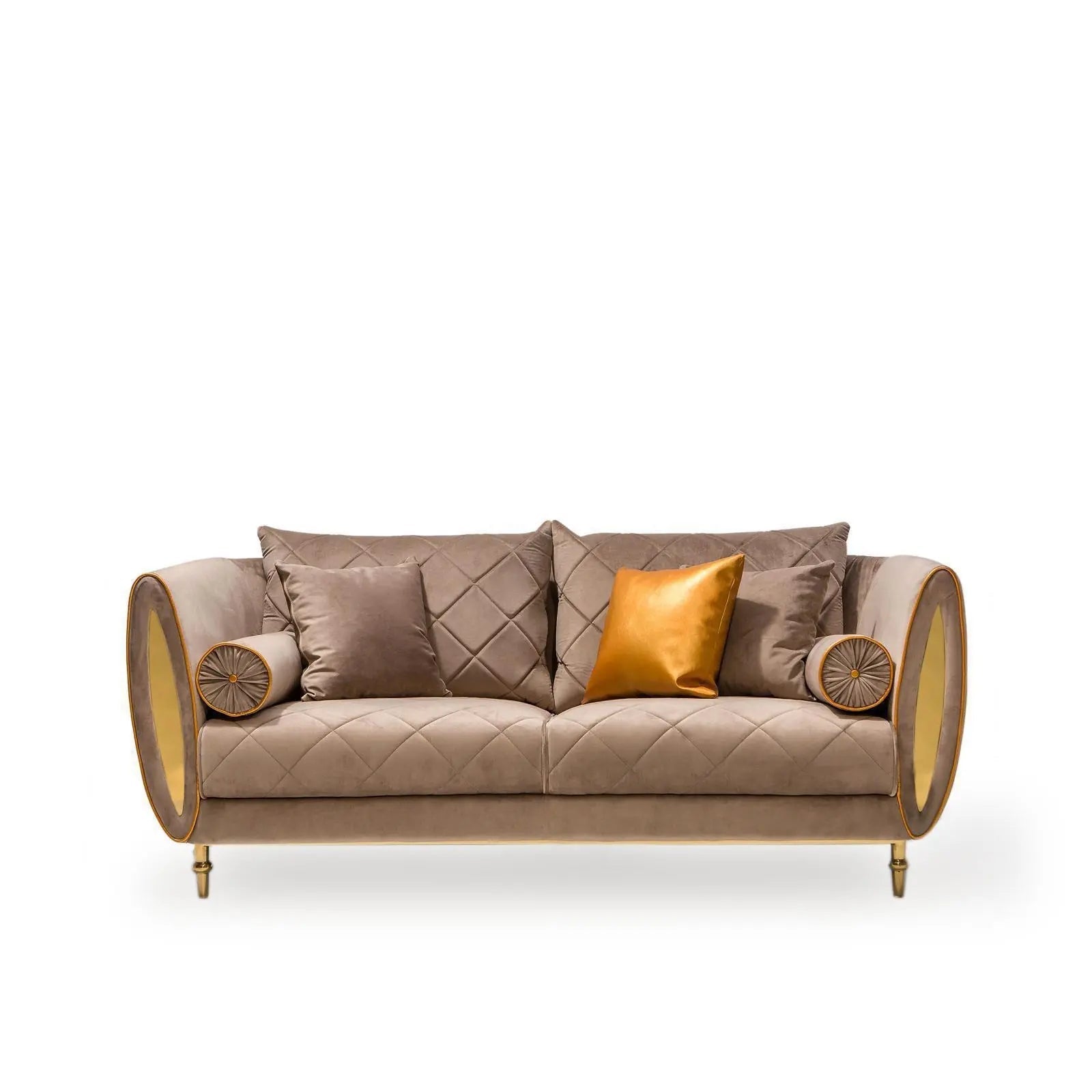 Cerchio Gold Taupe Modern Sofa Set