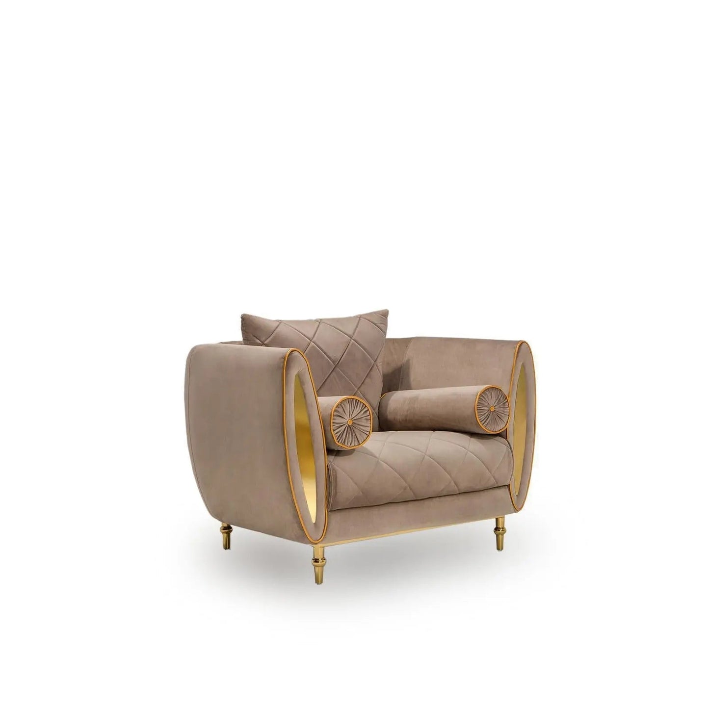 Cerchio Gold-Trim Sofa Set – Taupe