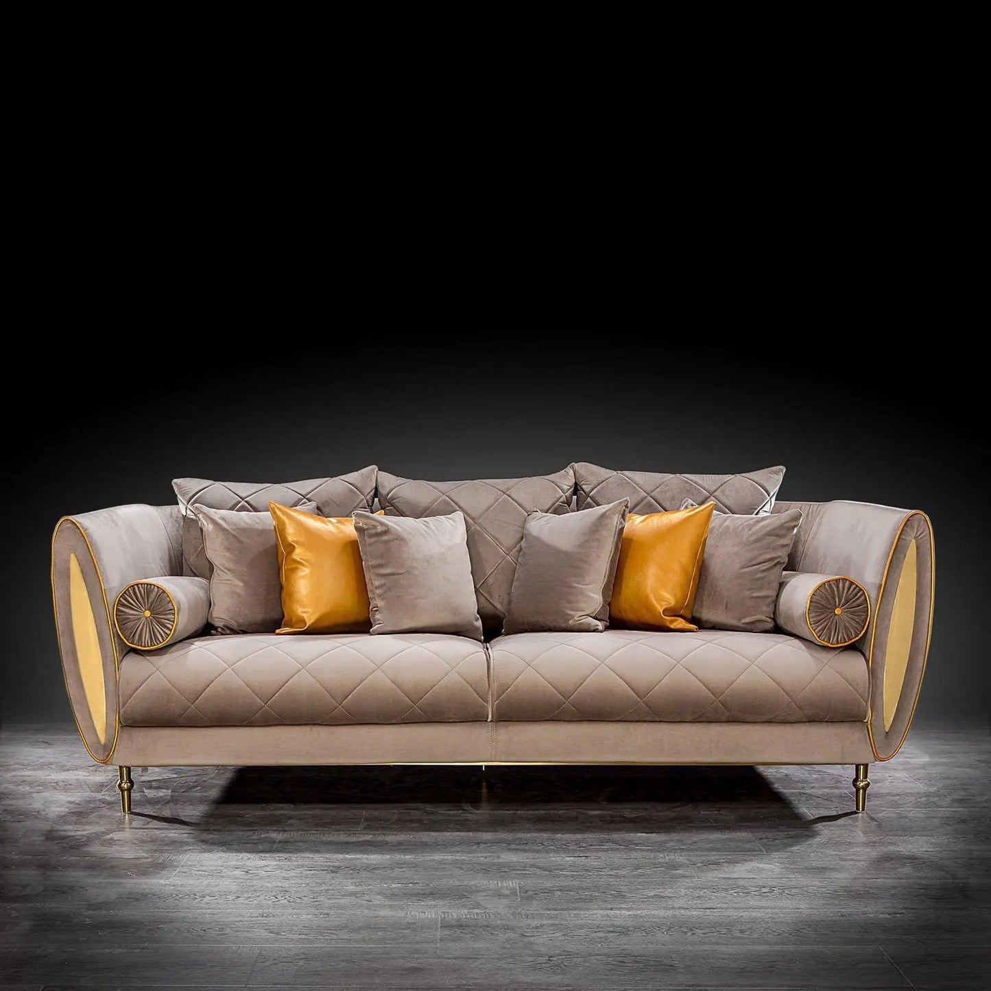 Cerchio Gold-Trim Sofa Set – Taupe