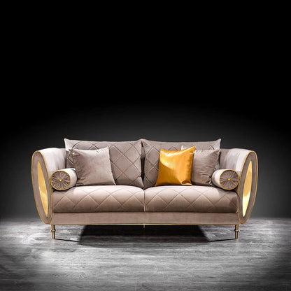 Cerchio Gold-Trim Sofa Set – Taupe