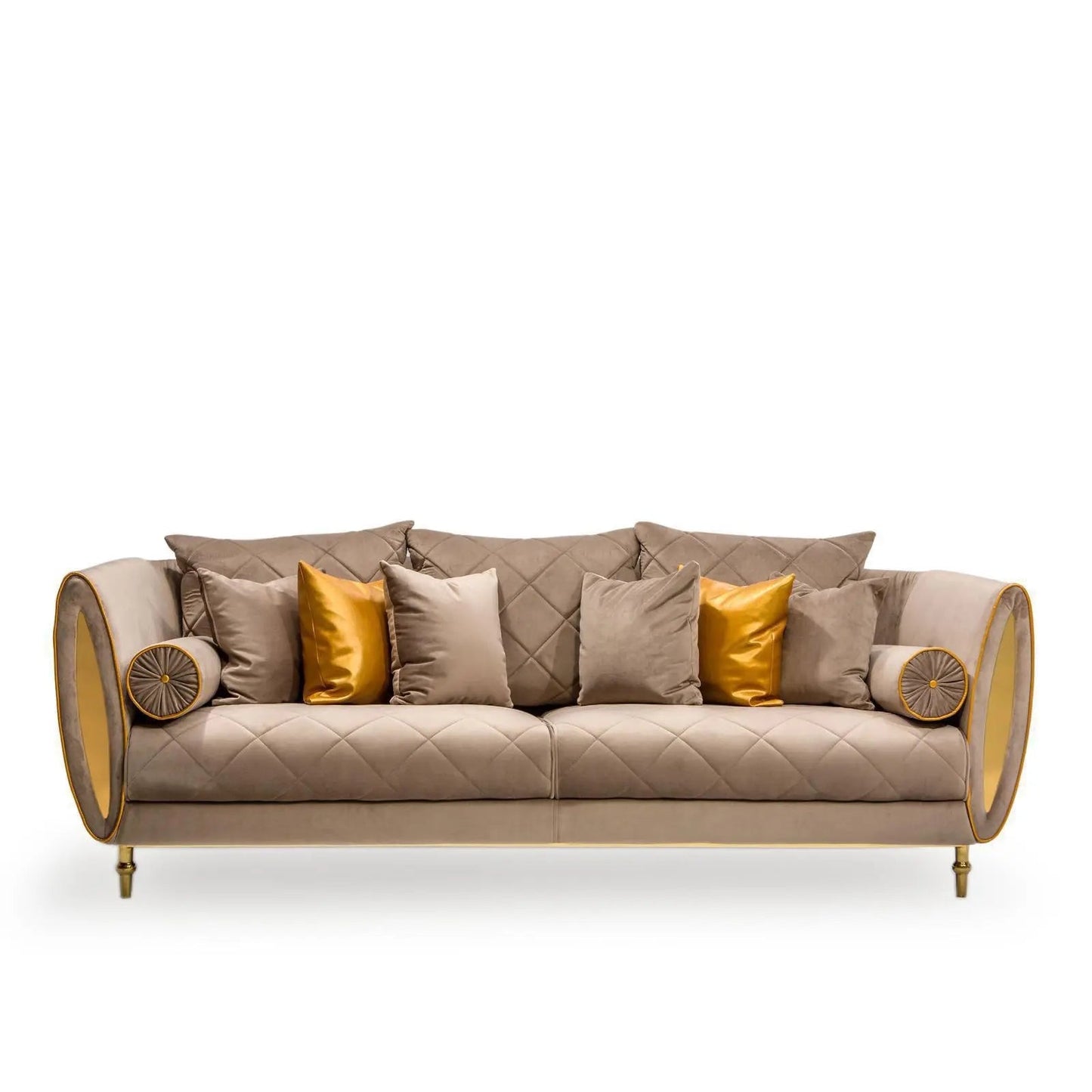 Cerchio Gold Taupe Sofa Set