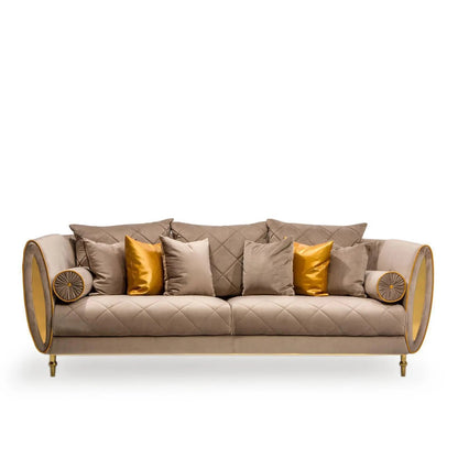 Cerchio Gold Taupe Sofa Set