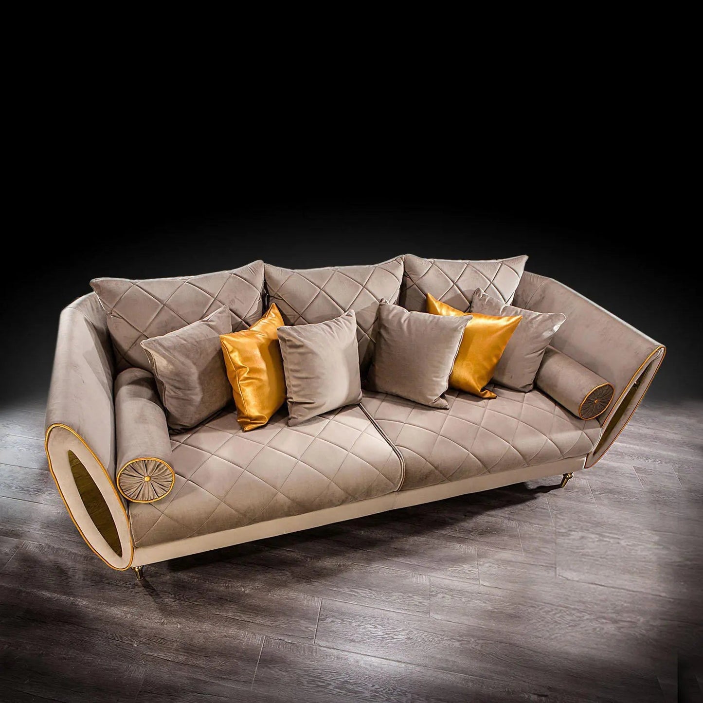 Cerchio Gold-Trim Sofa Set – Taupe