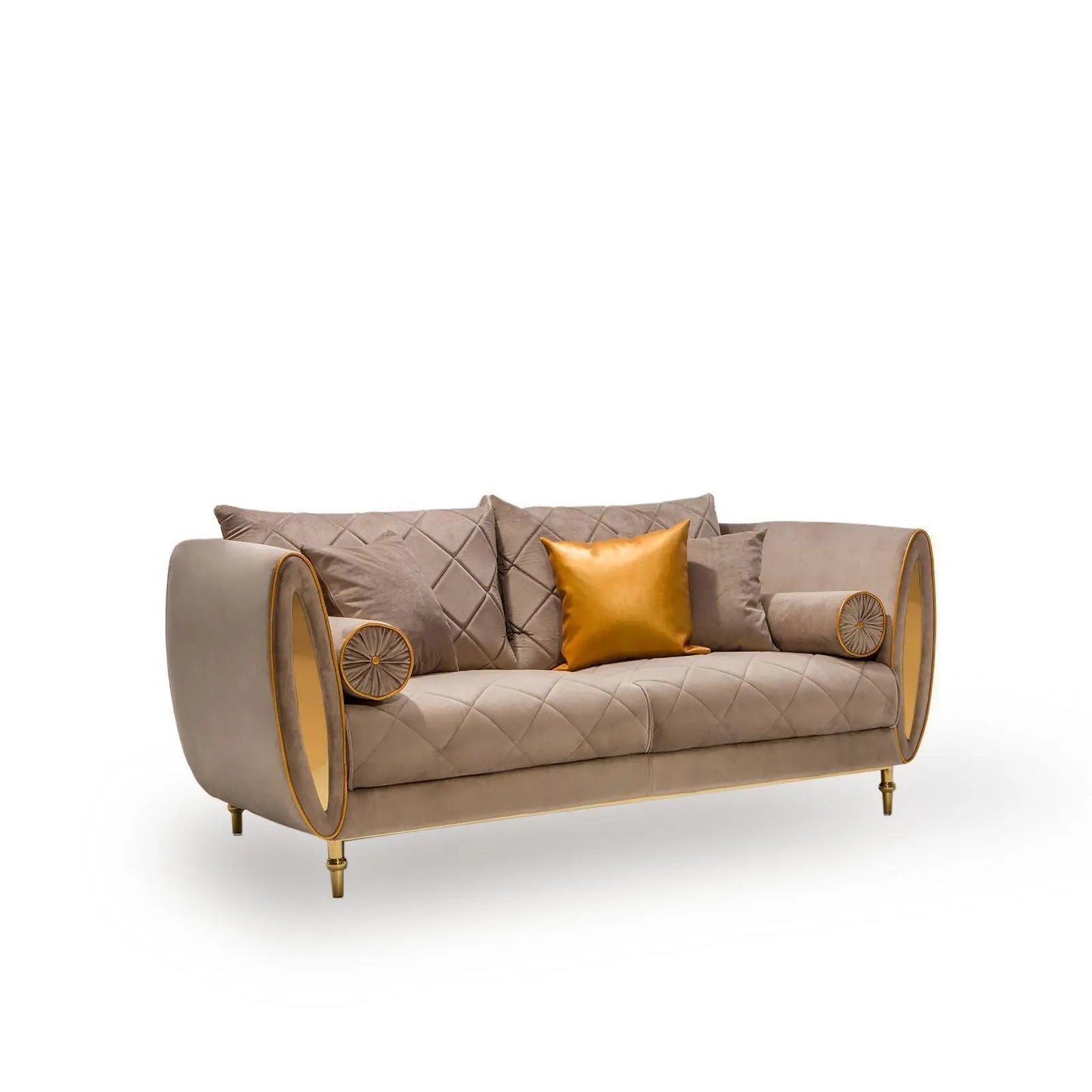 Cerchio Gold-Trim Sofa Set – Taupe