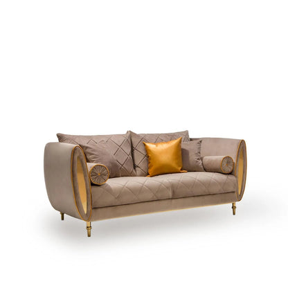 Cerchio Gold-Trim Sofa Set – Taupe