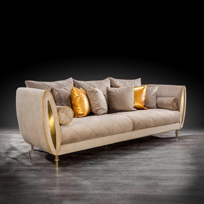 Cerchio Gold-Trim Sofa Set – Taupe