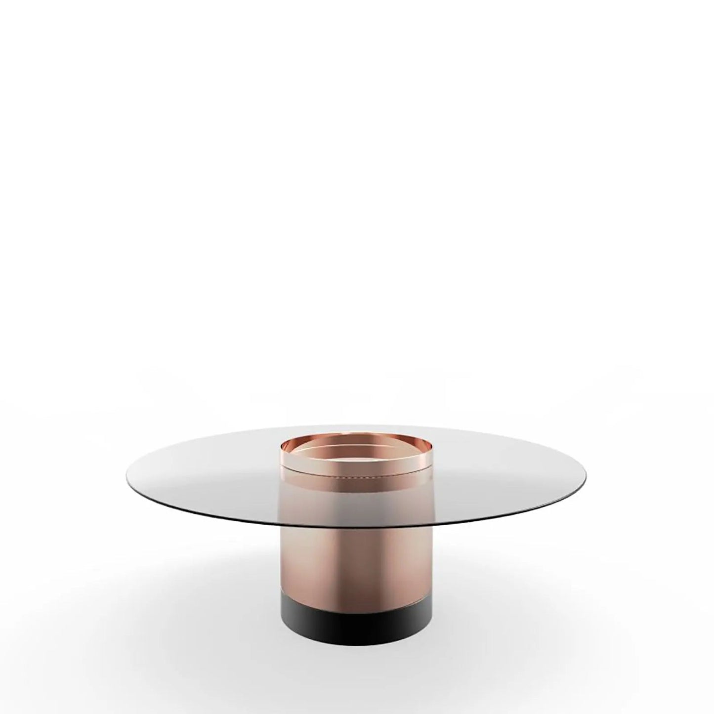 Cerchio Rose Gold Polished Stainless Steel Base Large Coffee Table