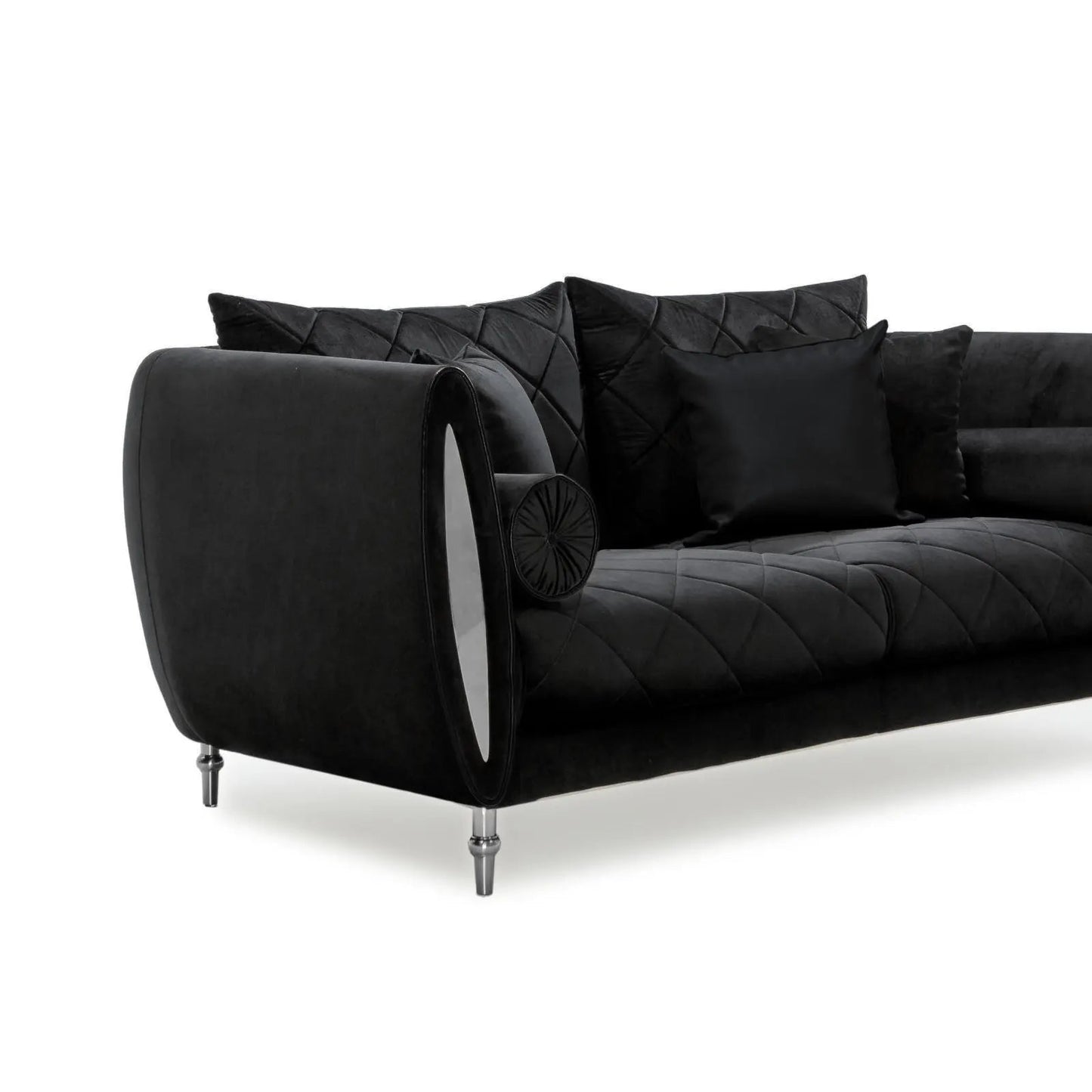 Cerchio Silver-Trim Sofa Set – Black