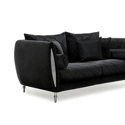 Cerchio Silver-Trim Sofa Set – Black