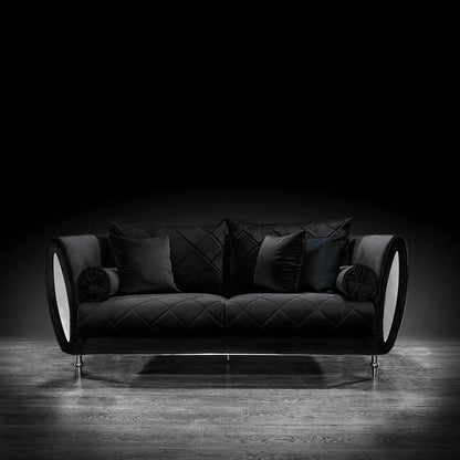Cerchio Silver-Trim Sofa Set – Black