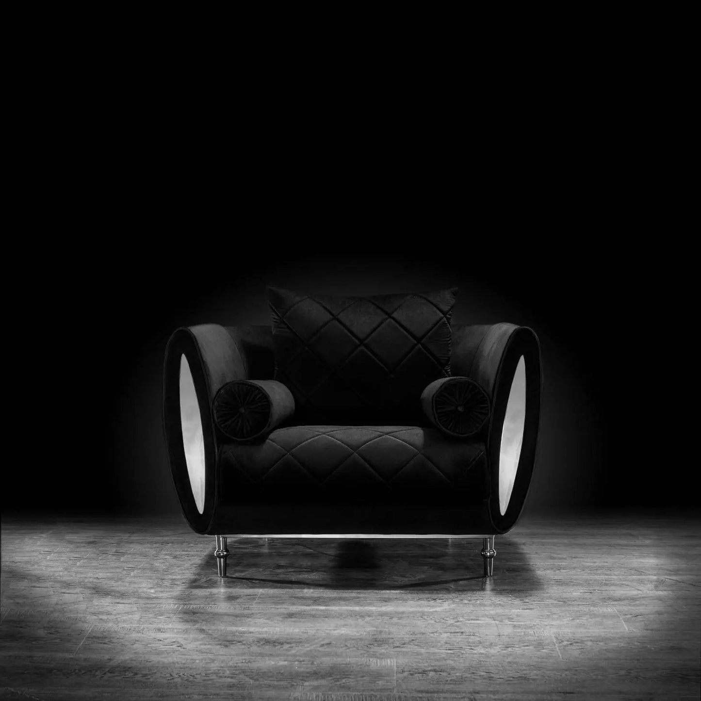 Cerchio Silver-Trim Sofa Set – Black