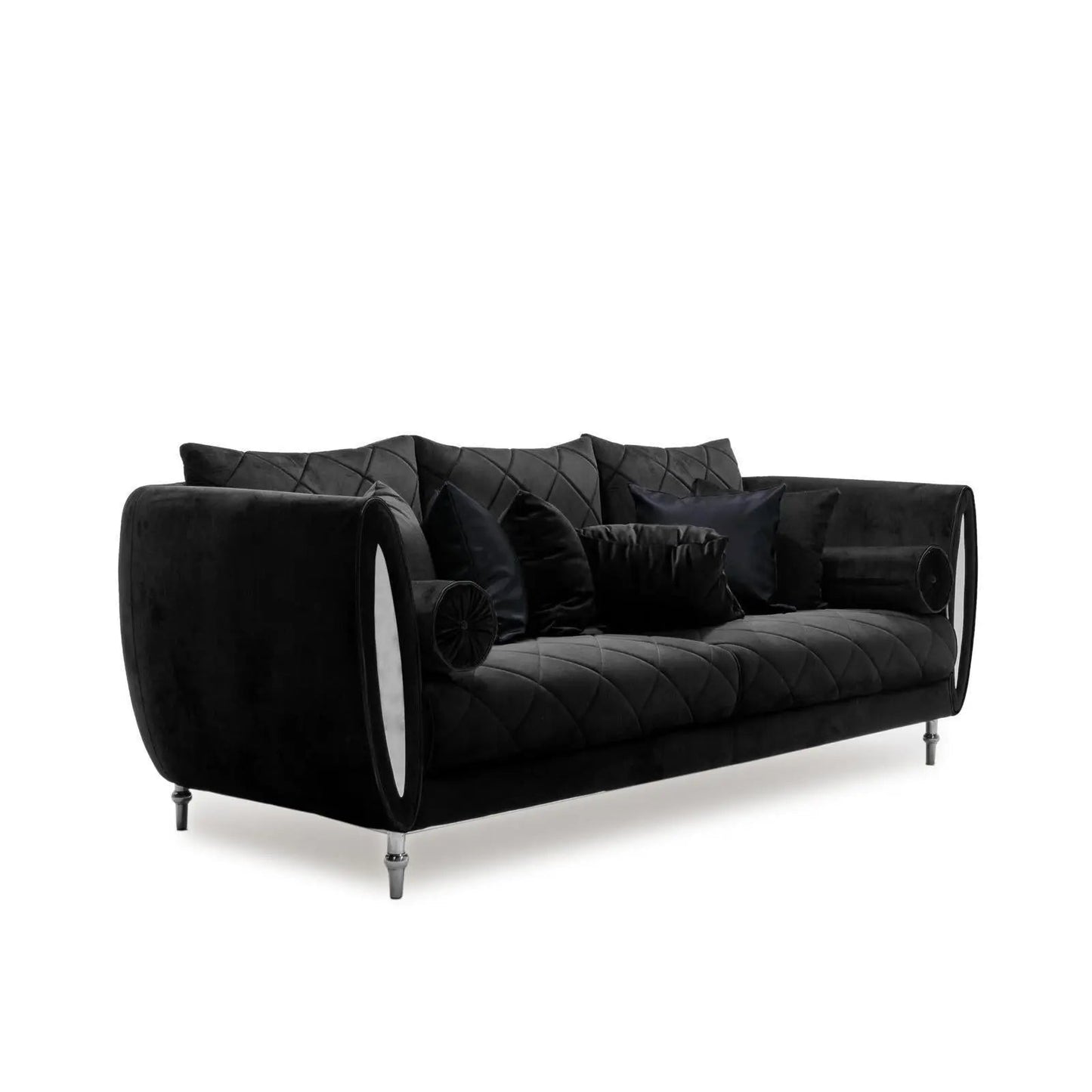 Cerchio Silver-Trim Sofa Set – Black