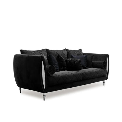 Cerchio Silver-Trim Sofa Set – Black