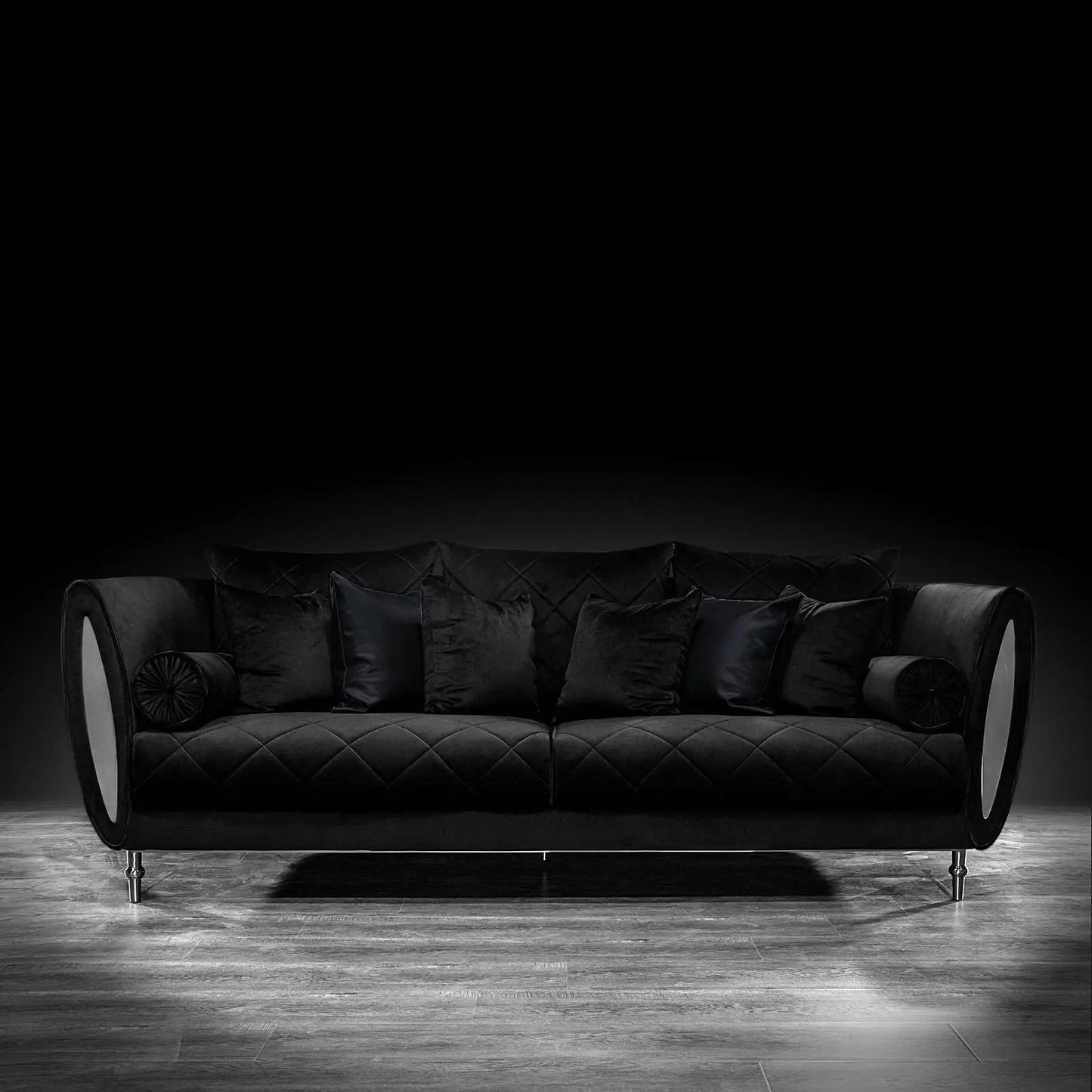 Cerchio Silver-Trim Sofa Set – Black