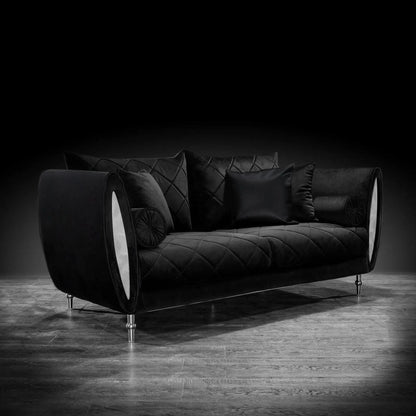 Cerchio Silver-Trim Sofa Set – Black