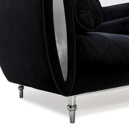 Cerchio Silver-Trim Sofa Set – Black
