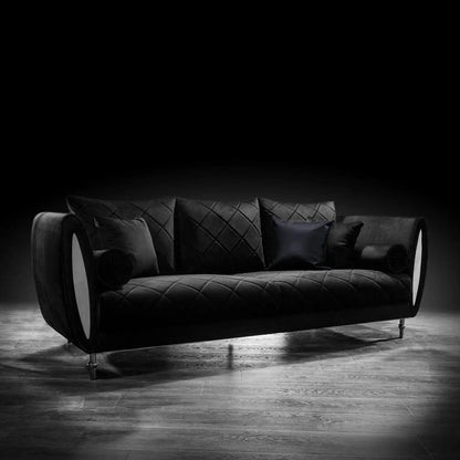 Cerchio Silver-Trim Sofa Set – Black