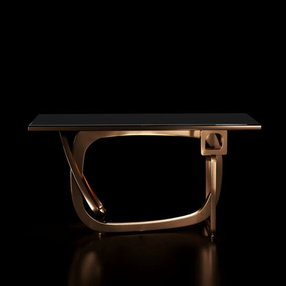 Flow Black Glass Top Console Table with Modern Aesthetics