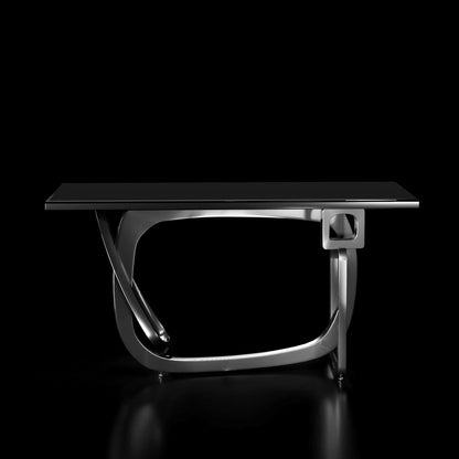 Flow Black Glass Top Console Table with Modern Aesthetics