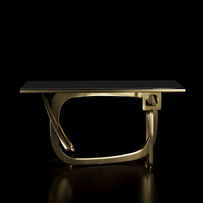 Flow Black Glass Top Console Table with Modern Aesthetics