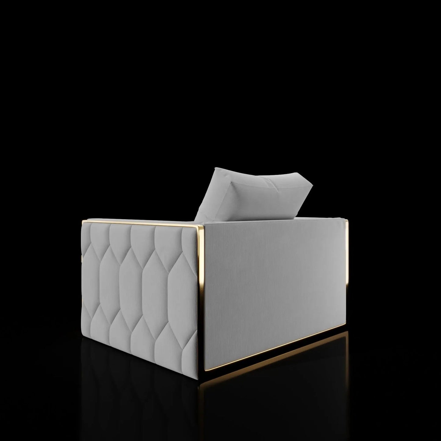 Dino Gold-Accent Sofa Set – Ivory