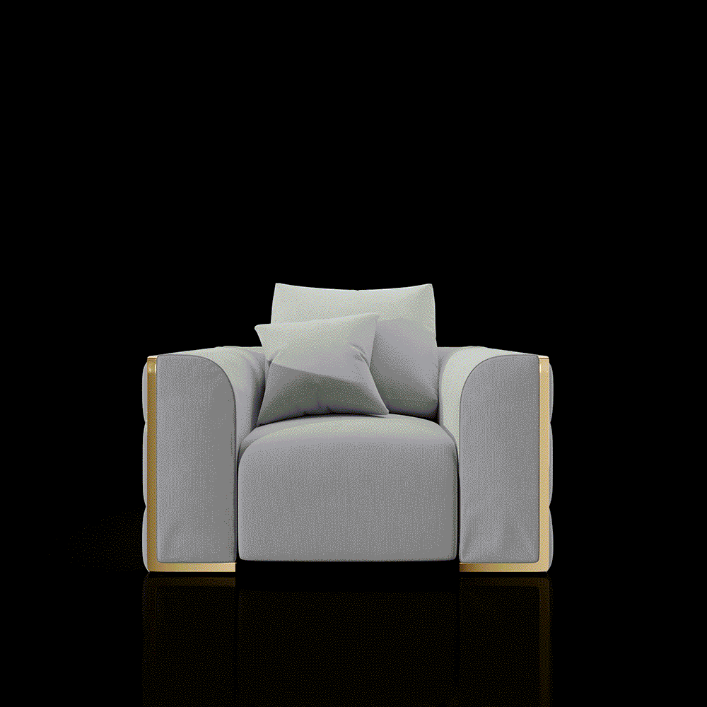 Dino Gold-Accent Sofa Set – Ivory