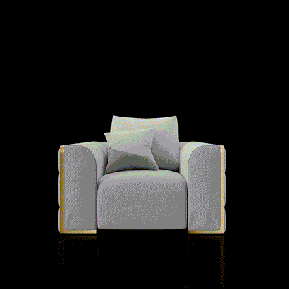 Dino Gold-Accent Sofa Set – Ivory