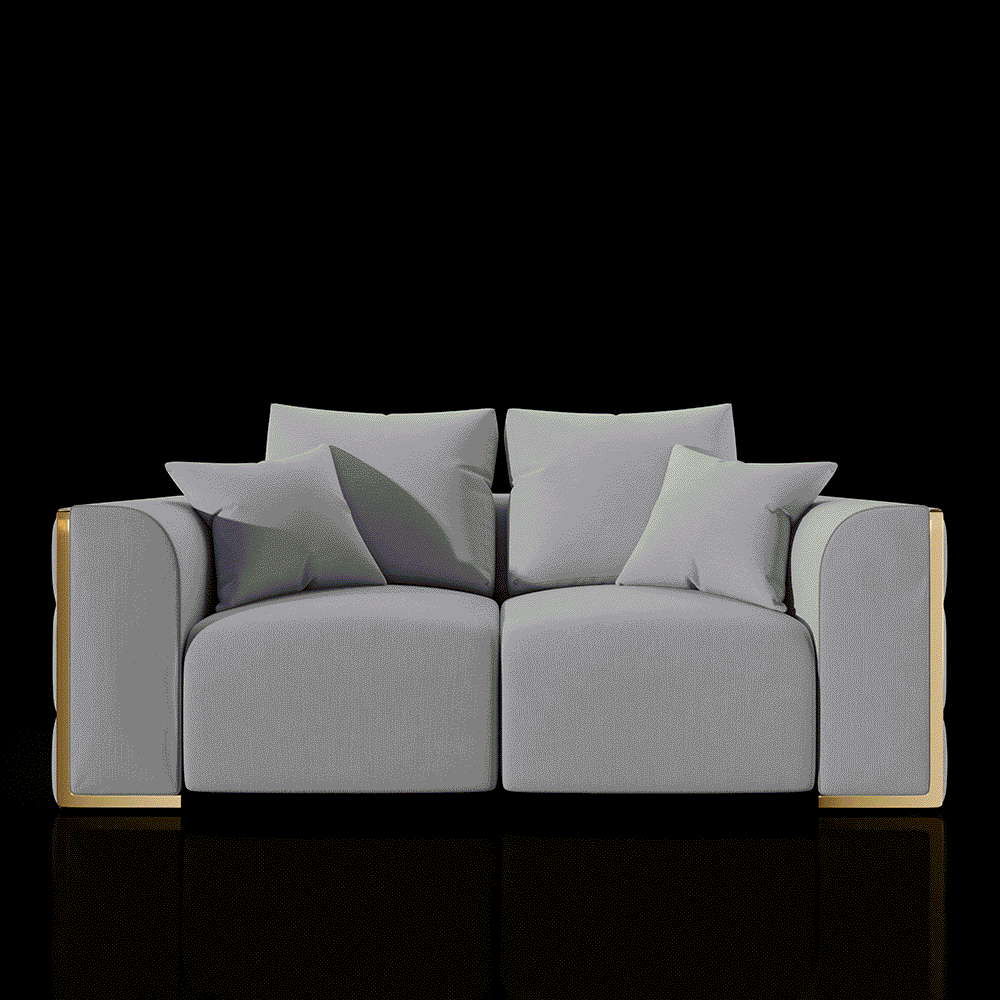 Dino Gold-Accent Sofa Set – Ivory