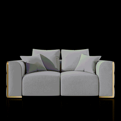 Dino Gold-Accent Sofa Set – Ivory
