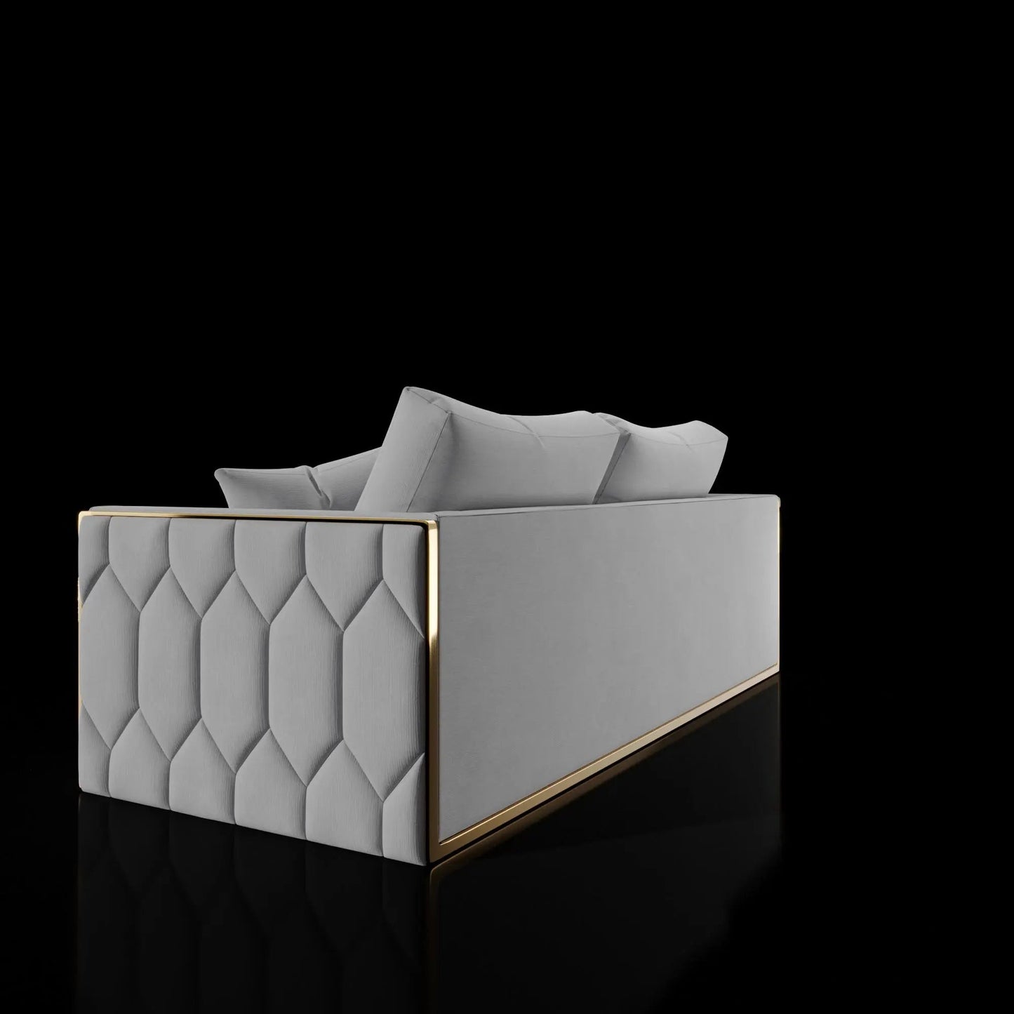 Dino Gold-Accent Sofa Set – Ivory