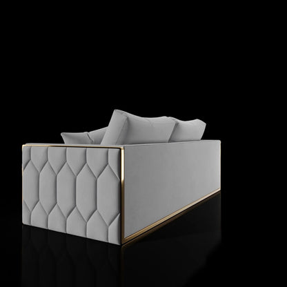 Dino Gold-Accent Sofa Set – Ivory