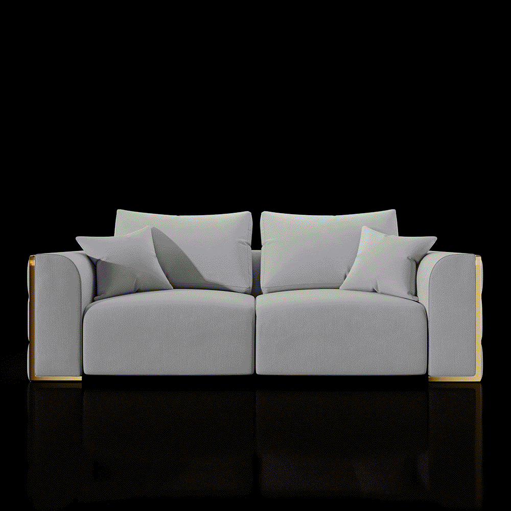 Dino Gold-Accent Sofa Set – Ivory