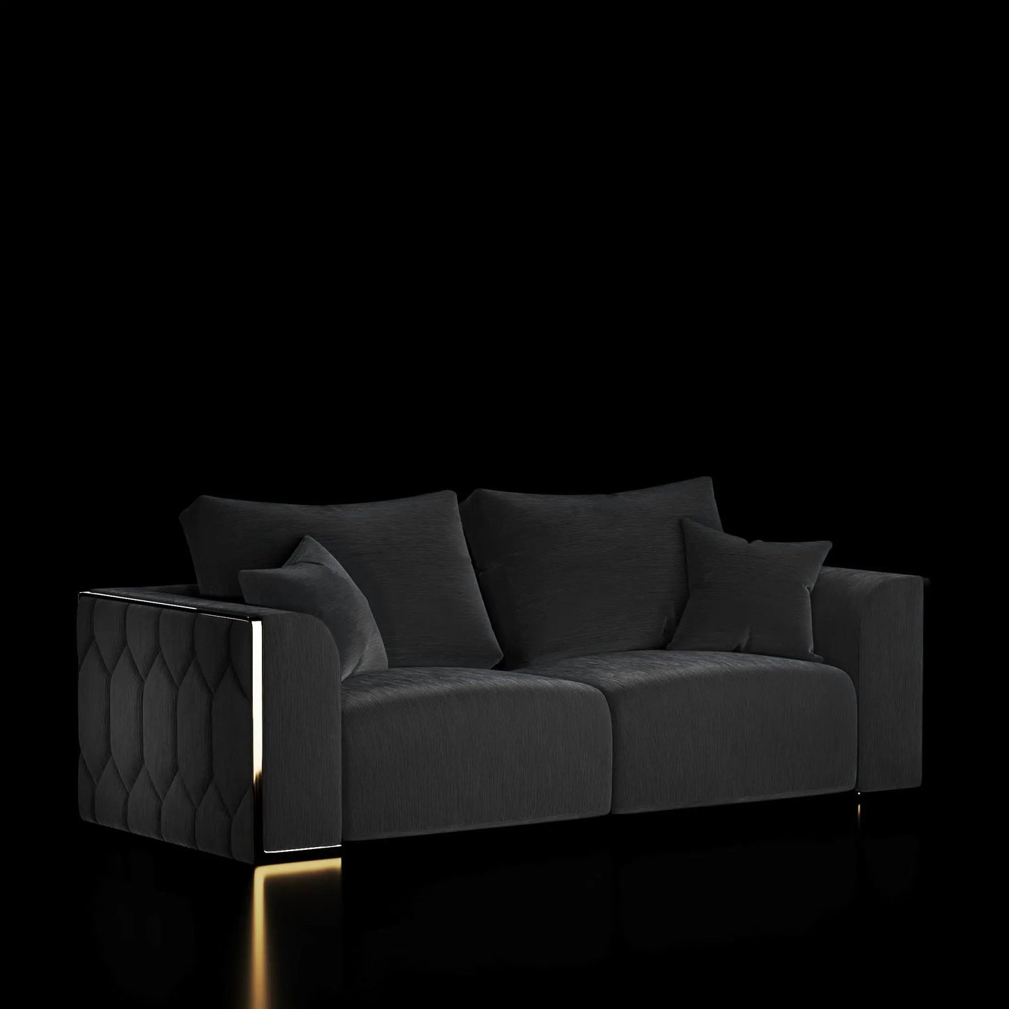 Dino Gold-Accent Sofa Set – Smoke