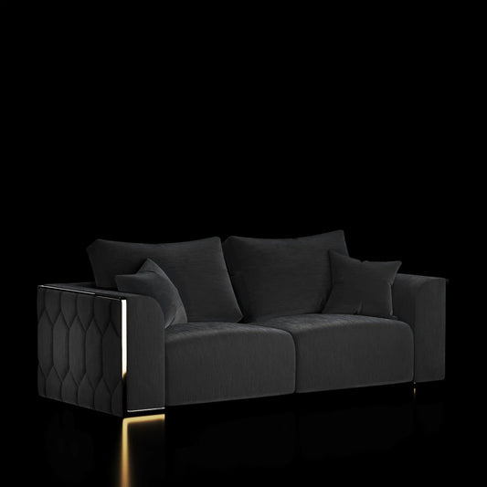 Dino Gold-Accent Sofa Set – Smoke