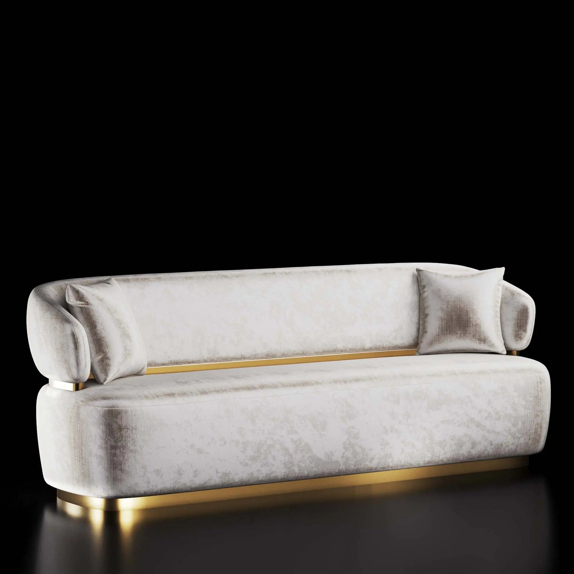 Emma Titanium Gold Polished Stainless Steel Base Beige Sofa Roberto Grassie