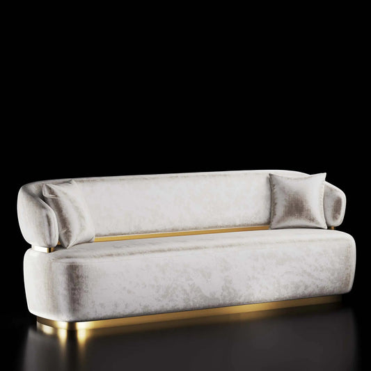 Emma Titanium Gold Polished Stainless Steel Base Beige Sofa Roberto Grassie