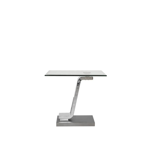 Float End Table | Silver Finish with Sleek Lines