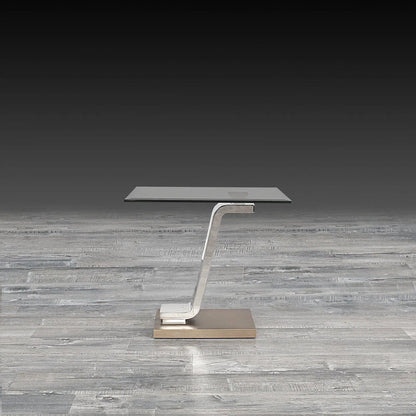 Float End Table | Silver Finish with Sleek Lines