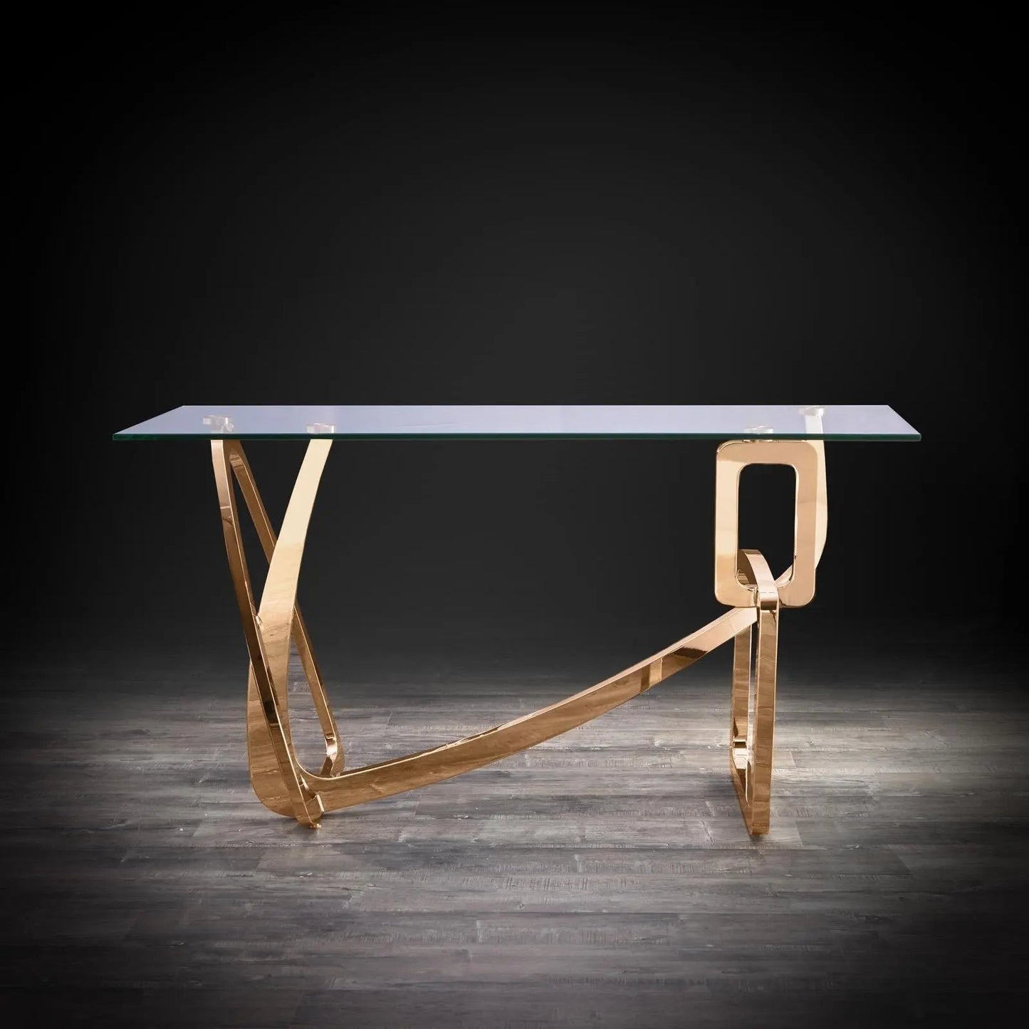Flow Clear Glass Top Console Table for Minimalist Style