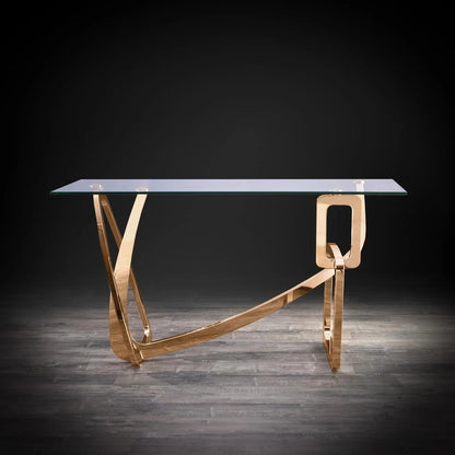 Flow Clear Glass Top Console Table for Minimalist Style