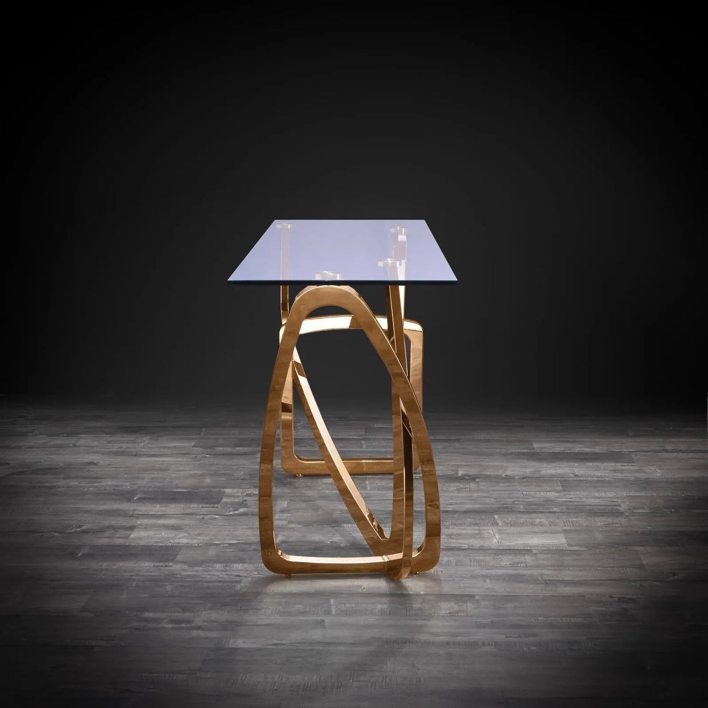 Flow Clear Glass Top Console Table for Minimalist Style