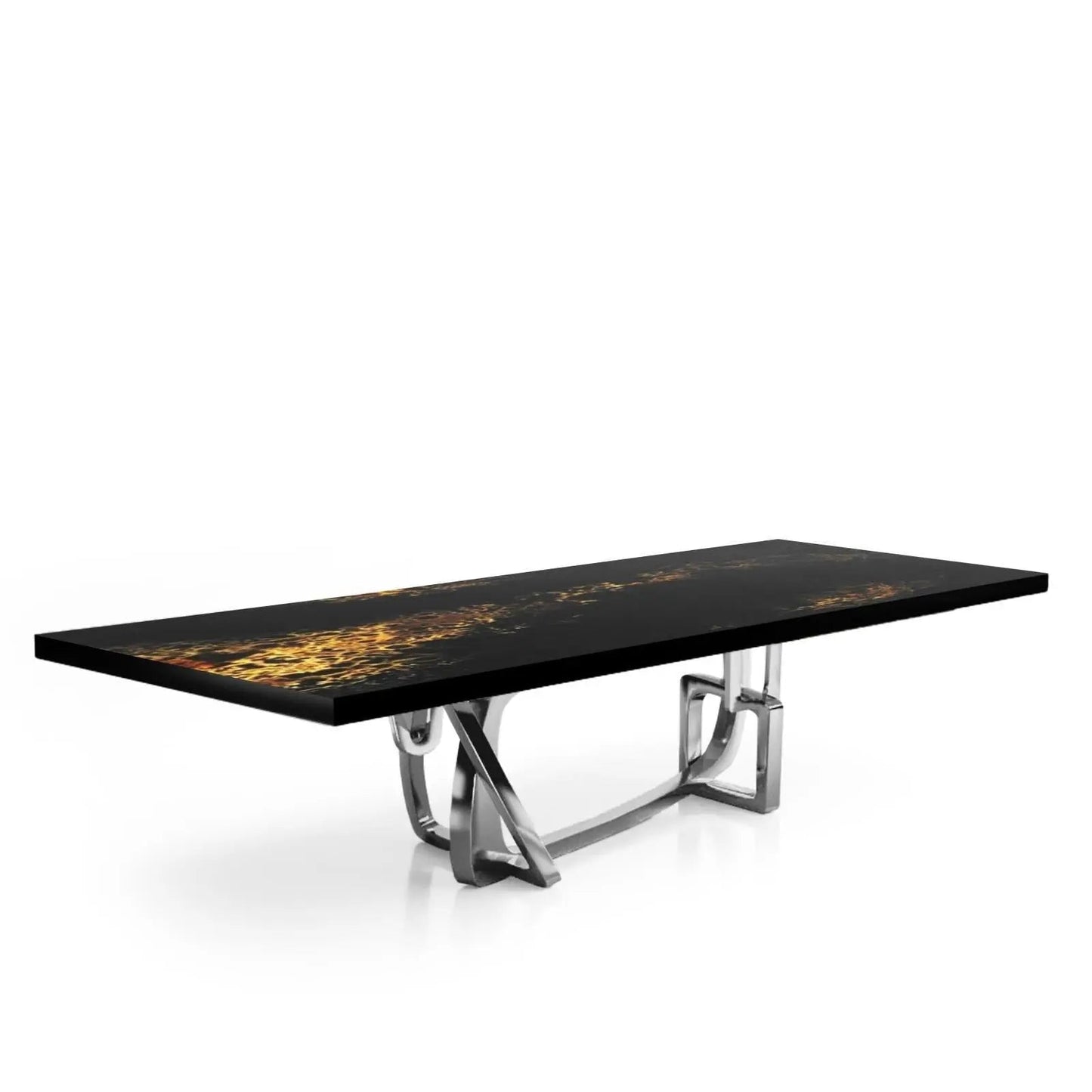 Flow Silver Black Art Large Dining Table RG