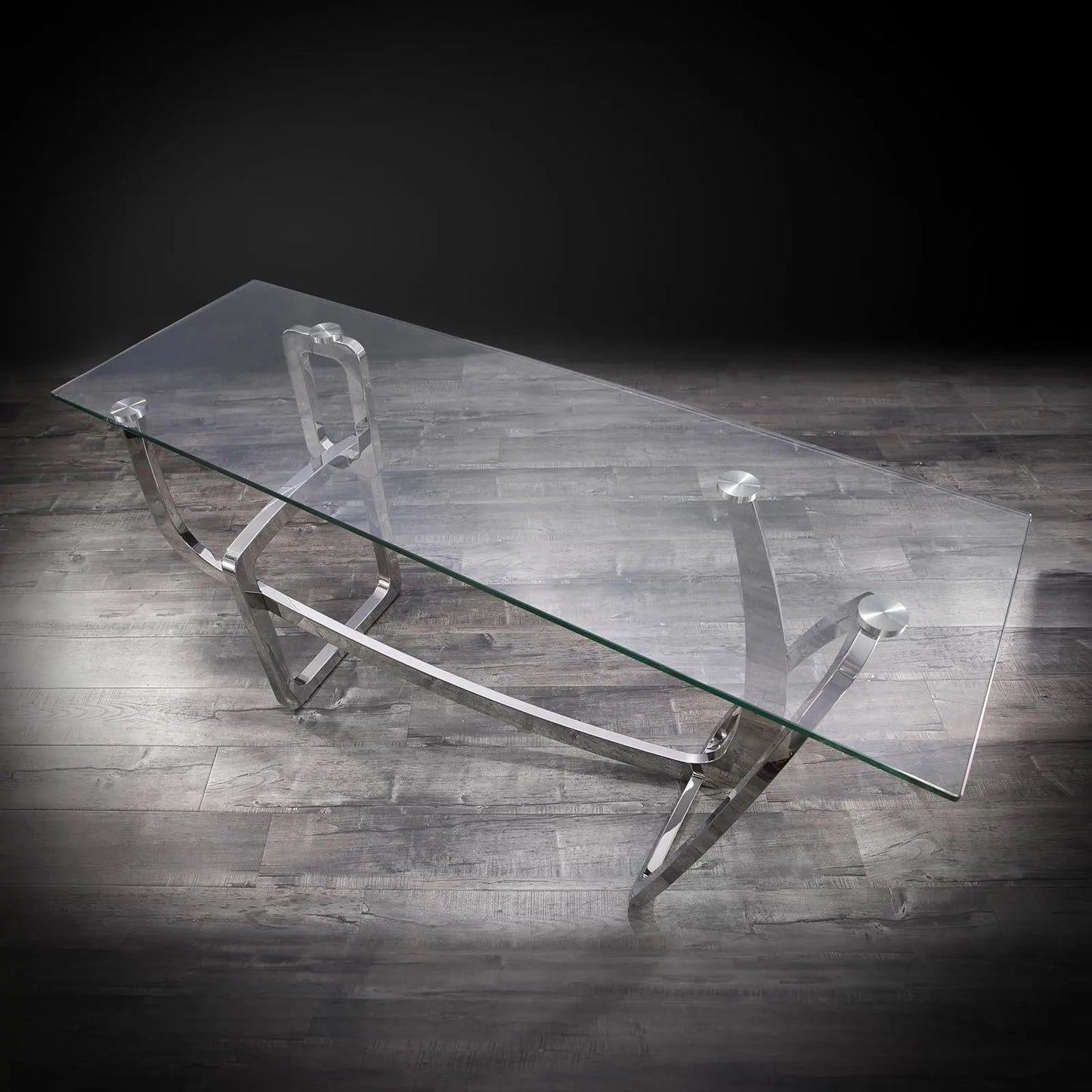 Flow Clear Glass Top Console Table for Minimalist Style