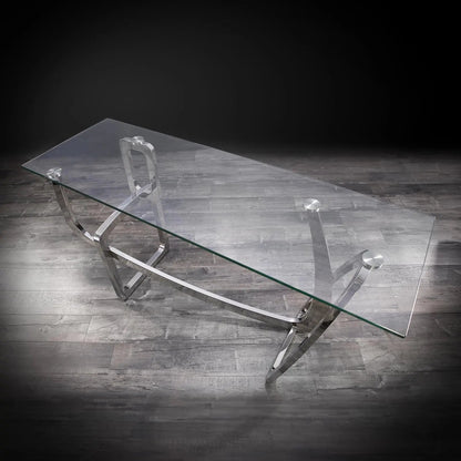 Flow Clear Glass Top Console Table for Minimalist Style