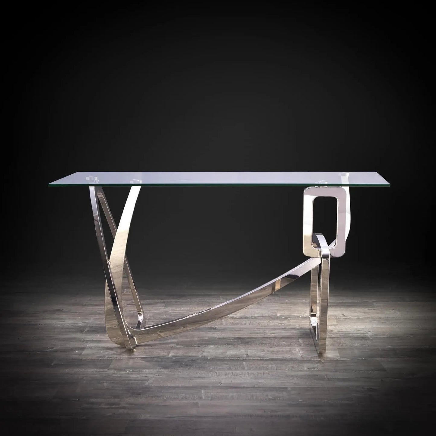 Flow Clear Glass Top Console Table for Minimalist Style