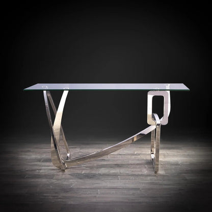 Flow Clear Glass Top Console Table for Minimalist Style