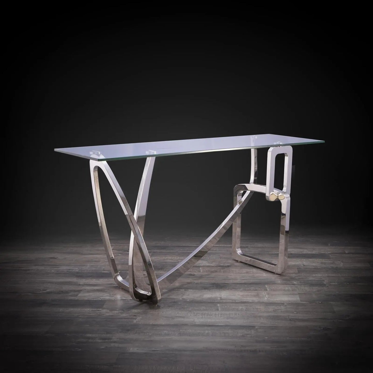 Flow Clear Glass Top Console Table for Minimalist Style