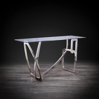 Flow Clear Glass Top Console Table for Minimalist Style